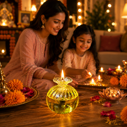 Modak Diya Borosilicate Glass – Premium Oil Lamp