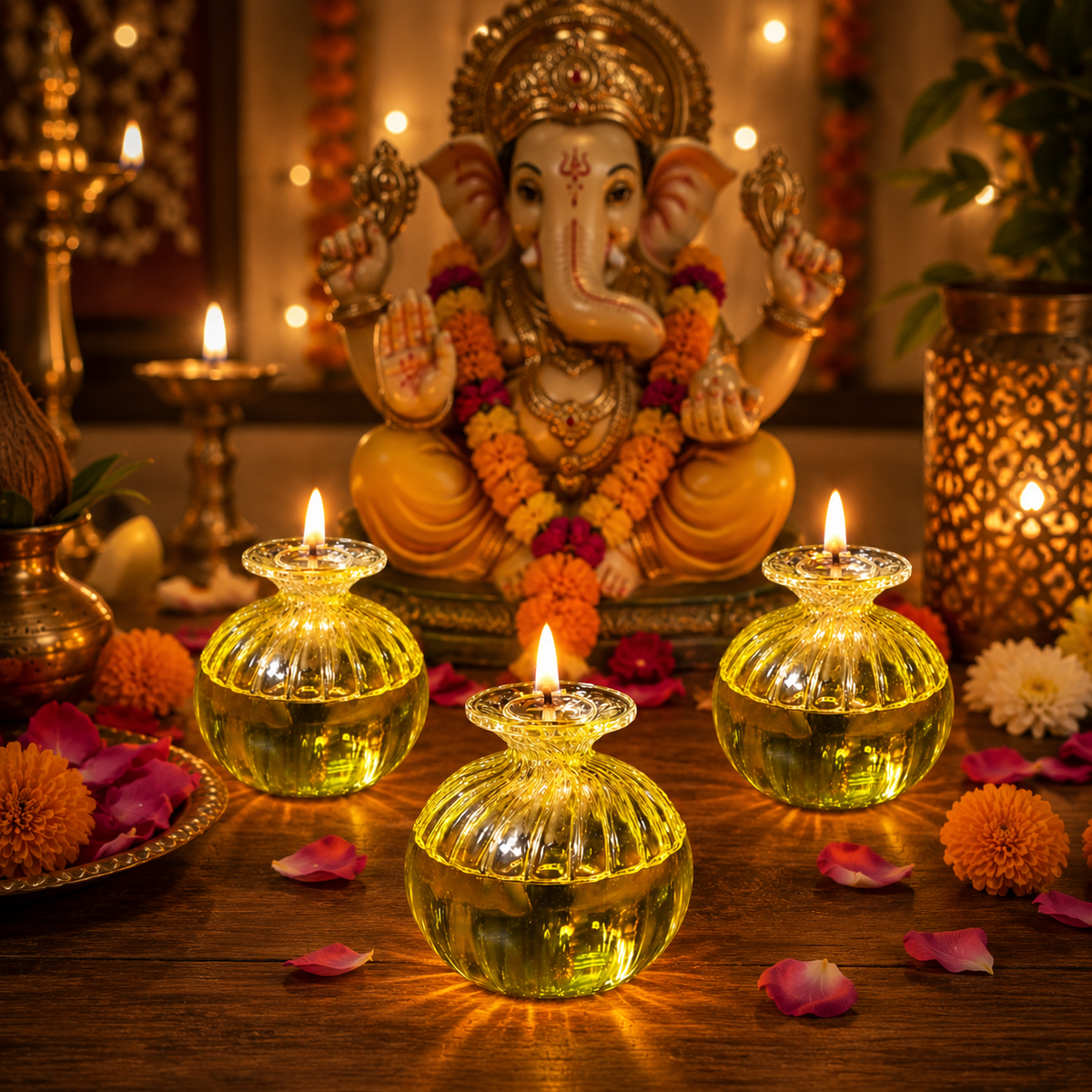 Modak Diya Borosilicate Glass – Premium Oil Lamp